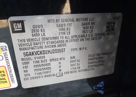 2017 Buick Enclave Premium z USA, uszkodzony, nr VIN 5GAKVCKD2HJ203507